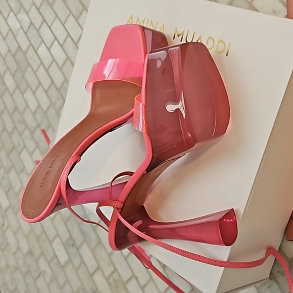 Pink lace up platform sandals - Picture 7 of 9